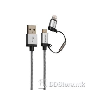 USB Cable 2in1 Micro USB and Lightning Silver Verbatim 120cm
