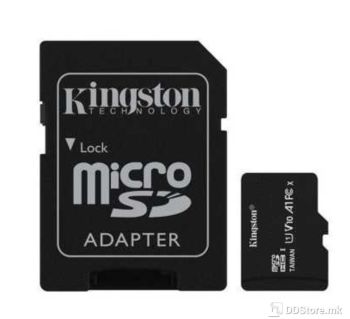 Kingston 128GB microSDXC Canvas React 100R/80W U3 UHS-I V30 A1 Card + SD Adpter