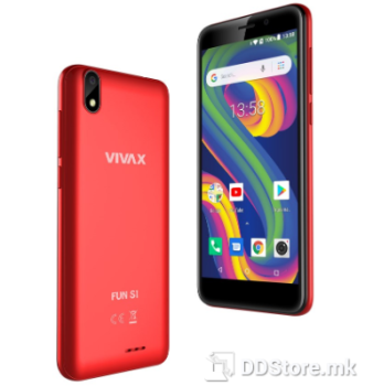 Vivax Fun S1 red, 4,95", TN, FWVGA+, Quad-Core, 8 GB, RAM 1 GB, Android Go, 3G/2G, 5,0 MP, 2,0 MP