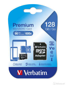 Verbatim Micro SDXC Card 128GB, Class 10, incl. adapter