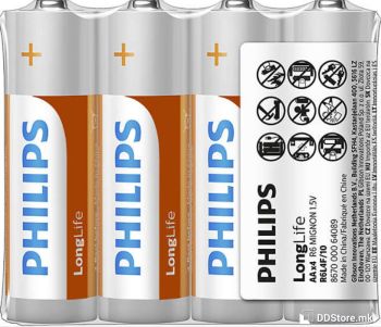 Batteries Philips LongLife AA Zinc 4pack