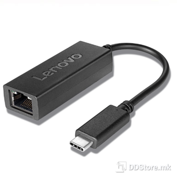 Lenovo USB-C to Ethernet Adapter; Sleek design Full-size RJ45 connector
