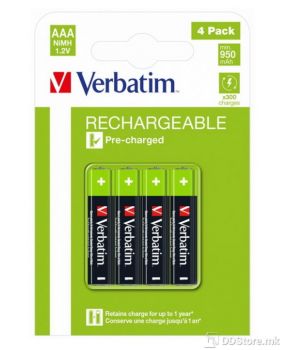 Batteries 950mAH Rech. NI-MH AAA 4pack Verbatim
