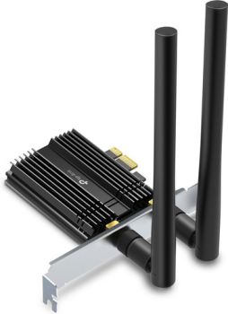 TP-Link Archer TX50E, AX3000 Wi-Fi 6 Bluetooth 5.0 PCI Express Adapter, SPEED: 2402 Mbps at 5 GHz + 574 Mbps at 2.4 GHz, SPEC: 2× High