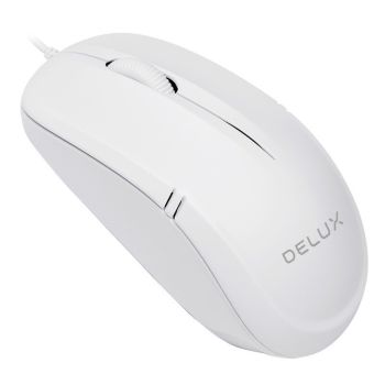 Delux DLM-136BU (W) Wired Optical Mouse, White, USB, Fashional outlook design, Eudipleural ergonomic design, Resolution: 1.000 DPI, Key