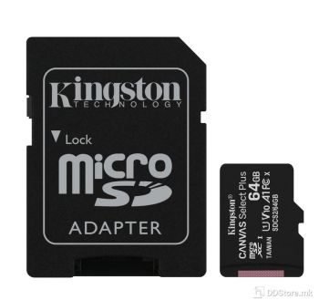Kingston 64GB microSDHC Canvas Select 100R CL10 UHS-I Card + SD Adapter