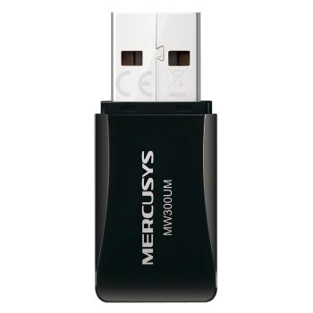 Mercusys MW300UM 300Mbps Wireless N Mini USB Adapter, Mini Size, 2T2R, 2.4GHz, 802.11b/g/n, USB 2.0, 2 internal antennas