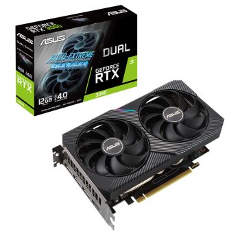 ASUS DUAL-RTX3060-O12G-V2, NVIDIA GeForce RTX 3060, PCI Express 4.0, OpenGL4.6, Video Memory: 12GB GDDR6, Engine Clock: OC Mode - 1867