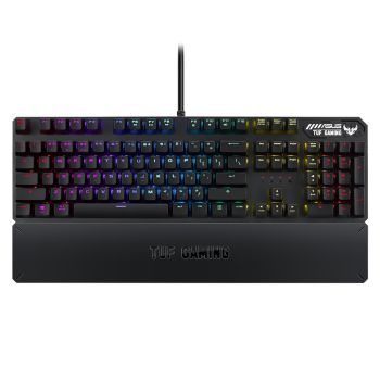 ASUS TUF Gaming K3 Gray, RGB mechanical keyboard with N-key rollover, combination media keys, USB 2.0 passthrough, aluminum-alloy top c
