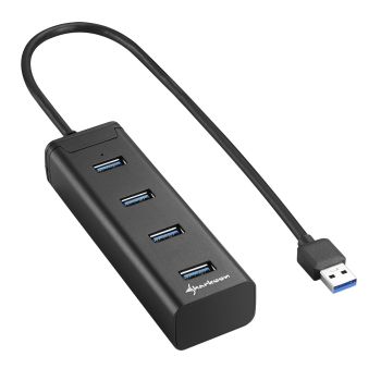 Power Box HUB 4 in 1 with USB 3.0 USB A Connection Cable to 4 x USB 3.0 ports, Black