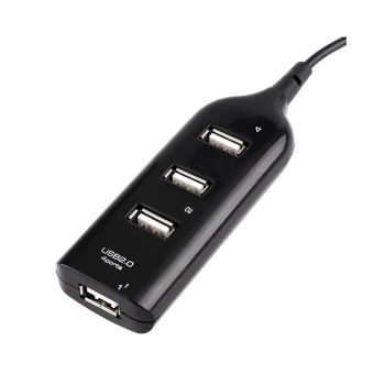 Power Box HUB 4 in 1 with USB 2.0 USB A Connection Cable to 4 x USB 2.0 ports, Black