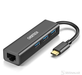 Choetech Adapter U02 USB Type-C to USB 3.0x3/RJ45 Gigabit Aluminium