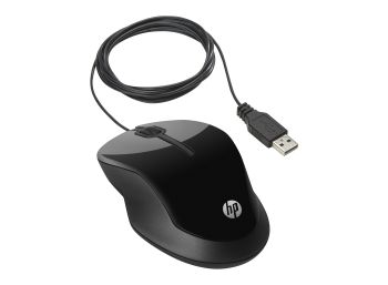 HP  Wired Mouse X1500, 3 buttons; Scroll wheel, 1000 dpi, Black; Metallic gray, P/N:  H4K66AA