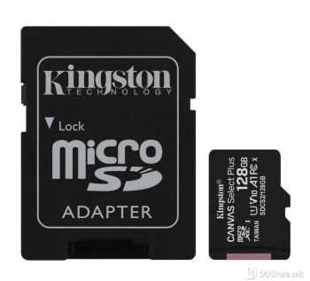 Kingston Canvas Select Plus microSD Card, A1, Class 10 UHS-I SDCS2/128GB, SDXC, 128 GB