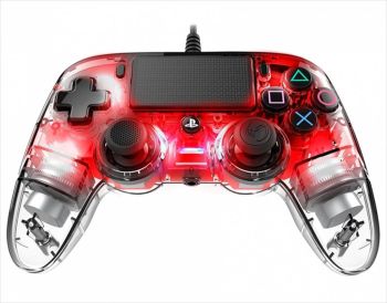 NACON ILLUMINATED COMPACT GAME PAD WIRED (for PC, PS4), w/Headset jack, RED, SLEH-00469