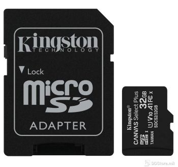 KINGSTON MICRO-SD 32GB CANVAS PLUS C10 UHS-I V10 100mb/s read w/adapter , SDCS2/32GB