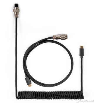 KEYCHRON COILED AVIATOR CUSTOM CABLE (Type-C to Type-C) w/adapter type-A to Type-C, Grey