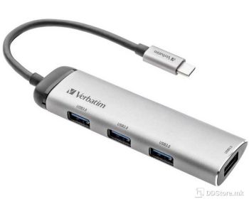 Verbatim HUB USB-C MULTIPORT, USB 3.0 GEN/USB-C x 1/ USB 3.0 x 2/ HDMI 4K x 1