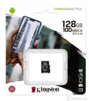 Secure Digital Micro Kingston 128GB SDXC Canvas Select Plus cl10 UHS-I 100MB Read A1 Card only