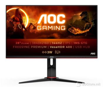 AOC UltraHD LED Backlit Gaming U28G2XU, 28 inch, IPS, 3840 x 2160 @ 144 Hz