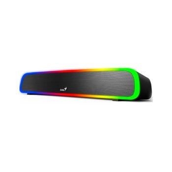 Genius SoundBar 200BT - Bluetooth 5.1 or Line-in mode SoundBar , Dynamic colorful RGB lighting,Ten different lighting modes, RMS 4W wat