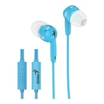 Genius HS-M320, Blue color, in-ear headphone, 3.5mm connection, for tablets and smartphones, In-line control Mic/One button for answeri