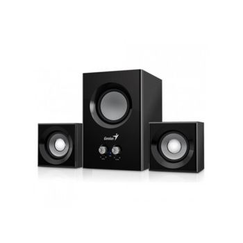 Genius SW-2.1 300, Wood Speakers + Subwoofer, Color: Black, Total output power: 10 watts,  Subwoofer: 5 Watts, Satellites: 2,5 Watts x