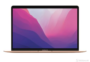 Apple MacBook Air 13.3" ( Gold ), - Дисплеј:13.3"(33.78cm), Процесор:Apple M1 chip with 8‑core CPU, GPU 7‑core, Резолуција:(2560x1600)