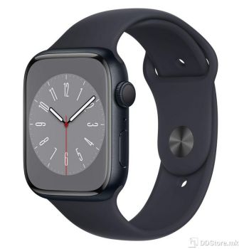 Apple Watch S8 GPS 45mm Midnight Aluminium Case with Midnight Sport Band - Regular, 1.9"