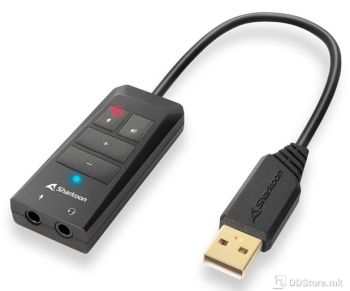 USB to Audio Adapter Sharkoon SB2 w/Mic Jack - External HD Sound Card, Surround Effects