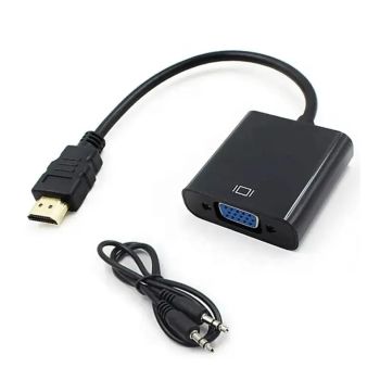 Power Box HDMI to VGA with audio cable, 1080P 60Hz, 25cm cable, black