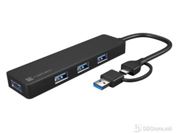 USB HUB 3.0 4-Port Type-C + USB-A Adapter Natec Mayfly Black