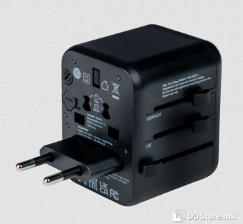 Universal Charger Travel Adapter UTA-02 Verbatim 20W USB-C PD & QC 3.0 USB-A