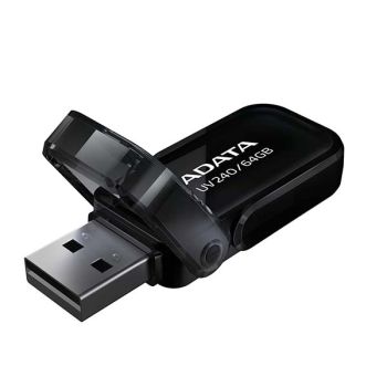 ADATA 64GB USB Flash Drive UV240, Black, Flip-Cap design, AUV240-64G-RBK