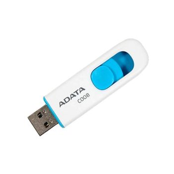 ADATA 64GB USB Flash Drive C008, Black+Red, Easy Thumb Activated Capless Design, AC008-64G-RKD