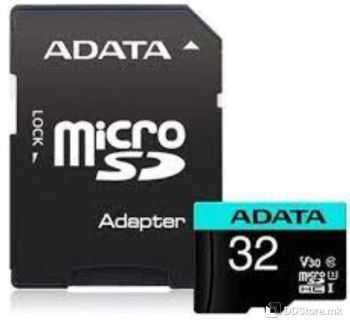 ADATA 32GB microSDHC Class 10 with adapter UHS-I U3, Seq Read/Write rate up to 100 / 70 (MB/s), AUSDH32GUI3V30SA2-RA1