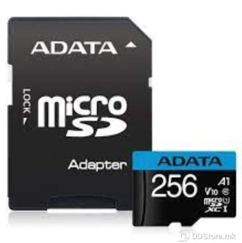ADATA 256GB microSDHC Class 10 with adapter UHS-I, Seq Read/Write rate up to 100 / 25 (MB/s), AUSDH256GUICL10A1-RA1