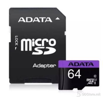 ADATA 64GB microSDHC High Endurance, microSDXC UHS-I U3 / Class 10 V30 A2 Memory Card with SD Adapter, Speed Up to 100MB/s,  AUSDX64GUI