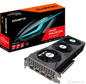 GigaByte Graphic Card, PCI-E 4.0 8GB, Radeon™ RX 6600 EAGLE, GDDR6 128bit, 14000 MHz, Core Clock 2044 MHz, HDMIx2, DPx2, ATX