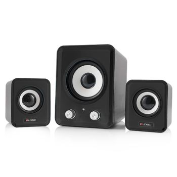 LOGIC 2.1 Speakers LS-20, Color: Black, Output power: 5Wx1+3Wx2, Frequency response:56Hz-20kHz, 3.5mm audio output jack, Volume and Bas