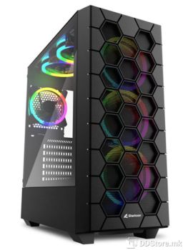 Sharkoon RGB HEX w/2xUSB 3.0, Type-C, 6x 120mm Fans ATX Midi Tower Case