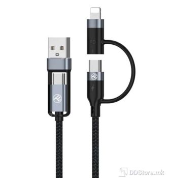 USB Cable 4in1 USB-A & Type-C to Type-C & Lightning 1m Tellur Black