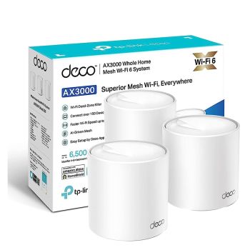 TP-Link Deco X50(3-pack), AX3000 Whole Home AI-Driven Mesh Wi-Fi 6 System, Dual-Band with Gigabit Ports, Coverage up to 6,500 ft2, Conn