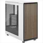 CASE FRACTAL DESIGN ATX Mid-Tower NORTH, 2x140mm Aspect 4-pin PWM fans, w/WINDOW Clear, Front wood panel, Chalk White, FD-C-NOR1C-04