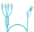 USB Cable 6in1 USB-A/Type-C to Type-C, Lightning, Type-C PD60W 1.2m MeanIT Blue