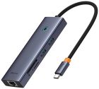 USB Hub Baseus UltraJoy Series 7-in-1 Type-C Multiport USB3.0x3/USB-Cx1/HDMI/PD/GLAN/SD/TF Gray