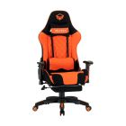 Meetion CHR25 GAMING chair Black&Orange, Leather, Massage lumbar pillow; Adjustable handrail, Scalable foot rest, Seat height: 43cm  wi