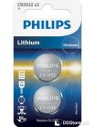 Batteries Philips CR2032 3V 2pcs Lithium