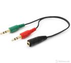 Cable Stereo Socket 3,5mm 4pin to Double Stereo Plug 3,5mm 0.2m audio Gembird Black