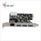 CONVERTOR PCI-E TO 3 x USB 3.0 + 1x RJ45, DIEWU TXB014, Chipset: VL805+RTL8153